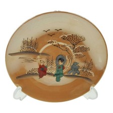 Untertasse Japan China Asiatisches Porzellan Geisha Perlmutt