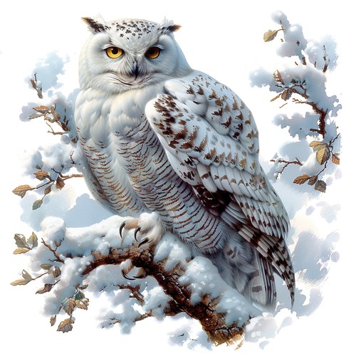 Wandbild schneeeule eule deko - wandbild,