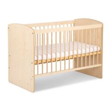 Babybett Karo Naturholz Farbe 120X60 mit Matratze höhenverstellbar Neu