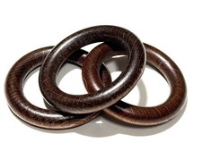 GARDINENRINGE HOLZ, 12 Stück, dunkelbraun, Innendurchmesser 37mm No.1
