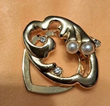 Schalclip, goldfarben, mit 2 Perlen