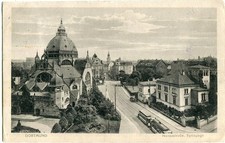 AK DORTMUND Hansastraße, Synagoge, Straßenbahn 1916