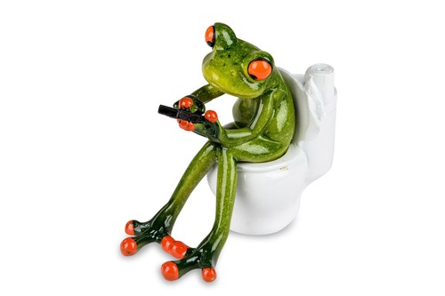 Frosch mit handy auf - handy, toilette