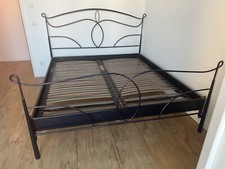 Doppelbett Rahmen aus Eisen Handarbeit Italien; Schwarz/blau gold; 180 x  200 cm