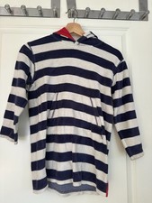 Badekleid Strandkleid Badeponcho Boden Frottee  blau weiss Gr. 7-8 ca. 128
