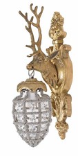 Wandlüster Hirschkopf Wandleuchte Gold Hirsch Lampe Antik Hängelampe Leuchte