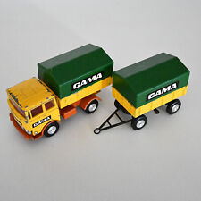 Gama Mini 9297 Faun LKW Pritsche Plane +Anhänger Kipper Gelb Grün 1:55 Diecast
