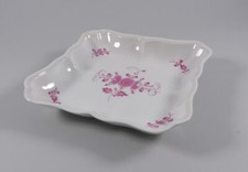 Meissen Platte quadratisch  indische Malerei Purpur 2.Wahl 21,5x21cm um 1890