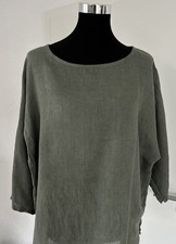 Bluse Leinenbluse L XL 44 Khaki Ungetragen Damenbluse UNGETRAGEN 