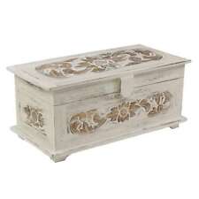 Truhe Holzkiste Holztruhe Blumen Shabby Used Look Weiß Mittel 50 cm Design 2 