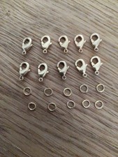 10x Kettenverschluss Karabiner Haken Verbinder Goldf ~12mm + Öse Hobbyauflösung