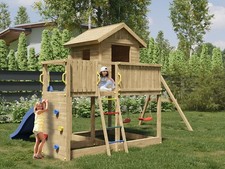 Kinderspielhaus Spielhaus Stelzenhaus Spielturm Kinder Holz Doppelschaukel