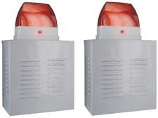 2 Stück Fassadenbox Alarmanlage Sirene Attrappe Dummy LED Batterie Alu-Gehäuse