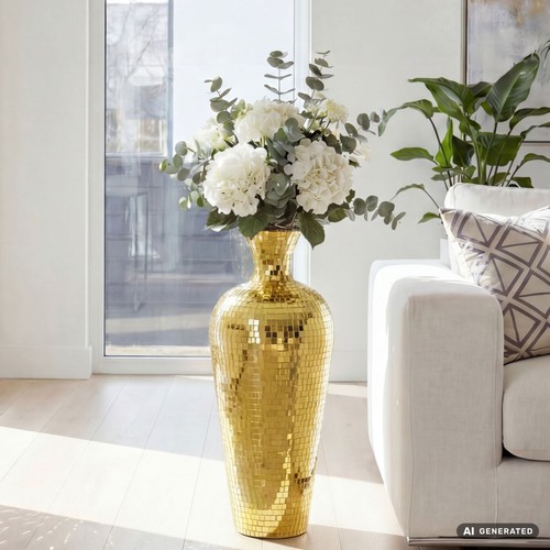 Vase 70cm aluminium gold - aluminium,