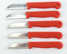 5 Stück DREITURM Kartoffelschäl-/Gemüsemesser | Klinge 6cm | Handgriff rot