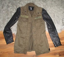 Tigha Damen Jacke Stoff und Leder Gr. XS 34 36 braun schwarz