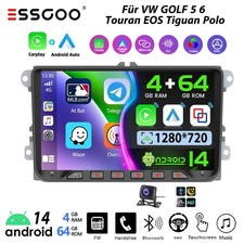 4+64G Android 14 Carplay Autoradio GPS WIFI Für VW GOLF 6 Touran EOS Tiguan Polo