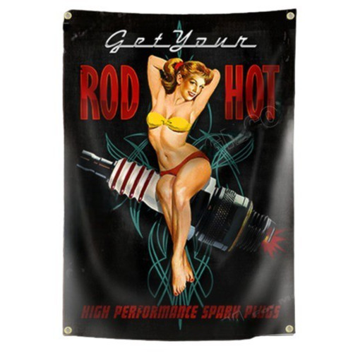 Hot rod pin flagge - up,