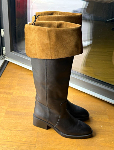 Zara kniehohe stiefel leder - kniehohe,