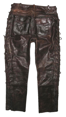 Herren schnür lederjeans - schnür-, /