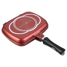 Kaufbei B-Ware Royalty Line Doppelseitige Grillpfanne Burgunderrot, 32 x 24 cm