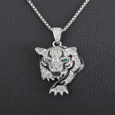 Coole Tigerkette aus Edelstahl für Damen und Herren Silber Plated