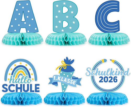 Einschulungsdeko blau tlg - einschulungsdeko, 6-tlg