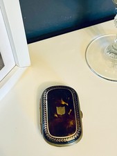 Antike Kunst Schildpatt Abend Geldbörse Münzbörse mit Gold Intarsien