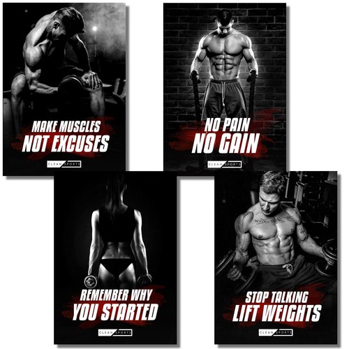 Fitness poster 4er set din - fitness,