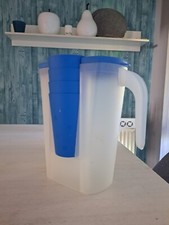 Saftkrug♧ Karaffe ♧ Krug mit Pendel-Ausguss ♧ 4 Becher ♧ Kunststoff