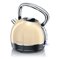 Arendo Edelstahl Wasserkocher im Retro Look | 1,7l | 2200 Watt | Beige | Vintage