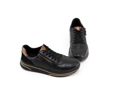 Damen Halbschuhe Ara Sneaker Reißverschluss Schnürung Leder schwarz Gr.4,5=37,5