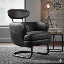 Vintage Ledersessel Schwarz