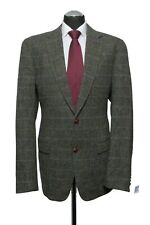 Harris Tweed Sakko Jackett 110 grün kariert einreihig 2-Knopf Patches Neu