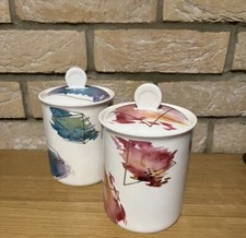 2 Deckeldosen TK Maxx Queenquest Cookshop Tee Kaffee Keramik