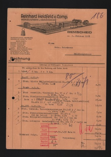 Remscheid rechnung 1938 - rechnung,