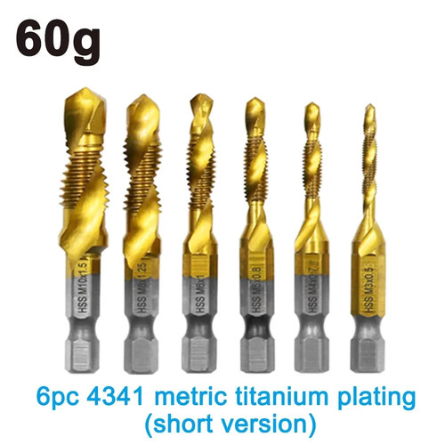 Tap set 6pc - hss, titanium