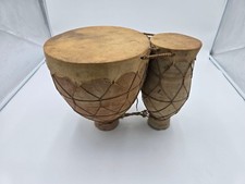 Vintage Doppeltrommel Handarbeit Holz Tierhaut Trommel Tribal Drum Dekoration 