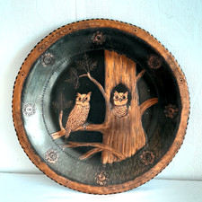 Wanddeko Eule Tier Teller Massiv Kupfer 31 cm 980 gr