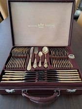 SBS Besteck Solingen 23/24 Gold Karat "Wien" Hartvergoldet 70-tlg. Besteckkoffer