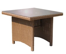 Rattan Tisch Ibiza 90x90cm mit  Glasplatte Polyrattan Gartentisch NEU & OVP