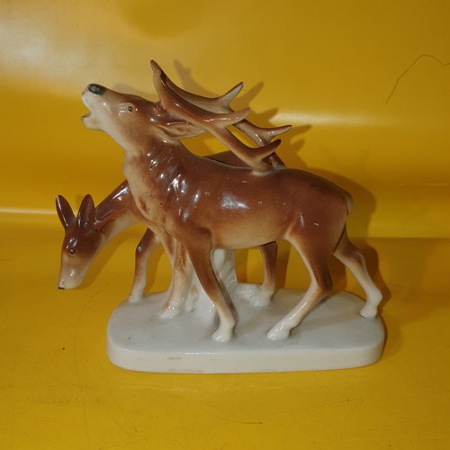Porzellanfigur hirsch mit reh - porzellanfigur,