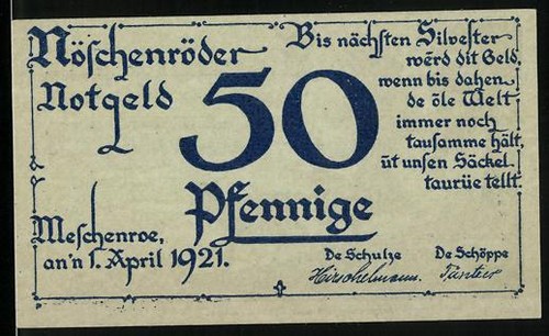 Notgeld nöschenrode 1921 50 - nöschenrode,