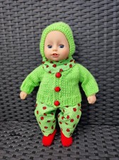 Puppenkleidung 30cm 32cm Handmade Set 4tlg m. Halstuch/Söckchen Marienkäfer 