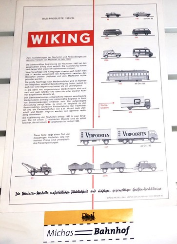 Wiking bild preisliste 1983 - wiking, 1983/84