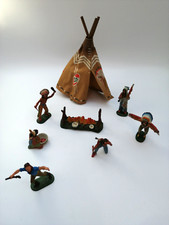 Elastolin Cowboy und Indianer Figuren Set mit Tipi und Lagerfeuer