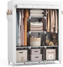 Kleiderschrank Stoffschrank Groß mit 2 Kleiderstange und 8 Ablagen Faltbar