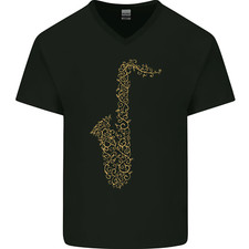 T-Shirt A Saxophon Musikinstrumente Messingband Herren V-Ausschnitt Baumwolle