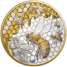 5 oz Niue Silbermünze Honigbiene Honey Bee - Teilvergoldet 2025 PP