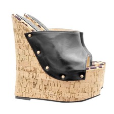 Schwarze Kork Keilabsatz mit
